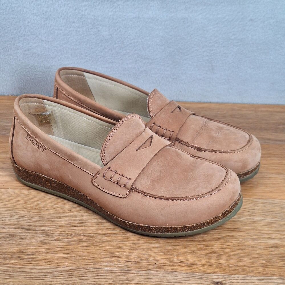 Stegmann Victoria Women's 7 Loafer Tan Soft Leather Flat Slip-On Comfort Shoes